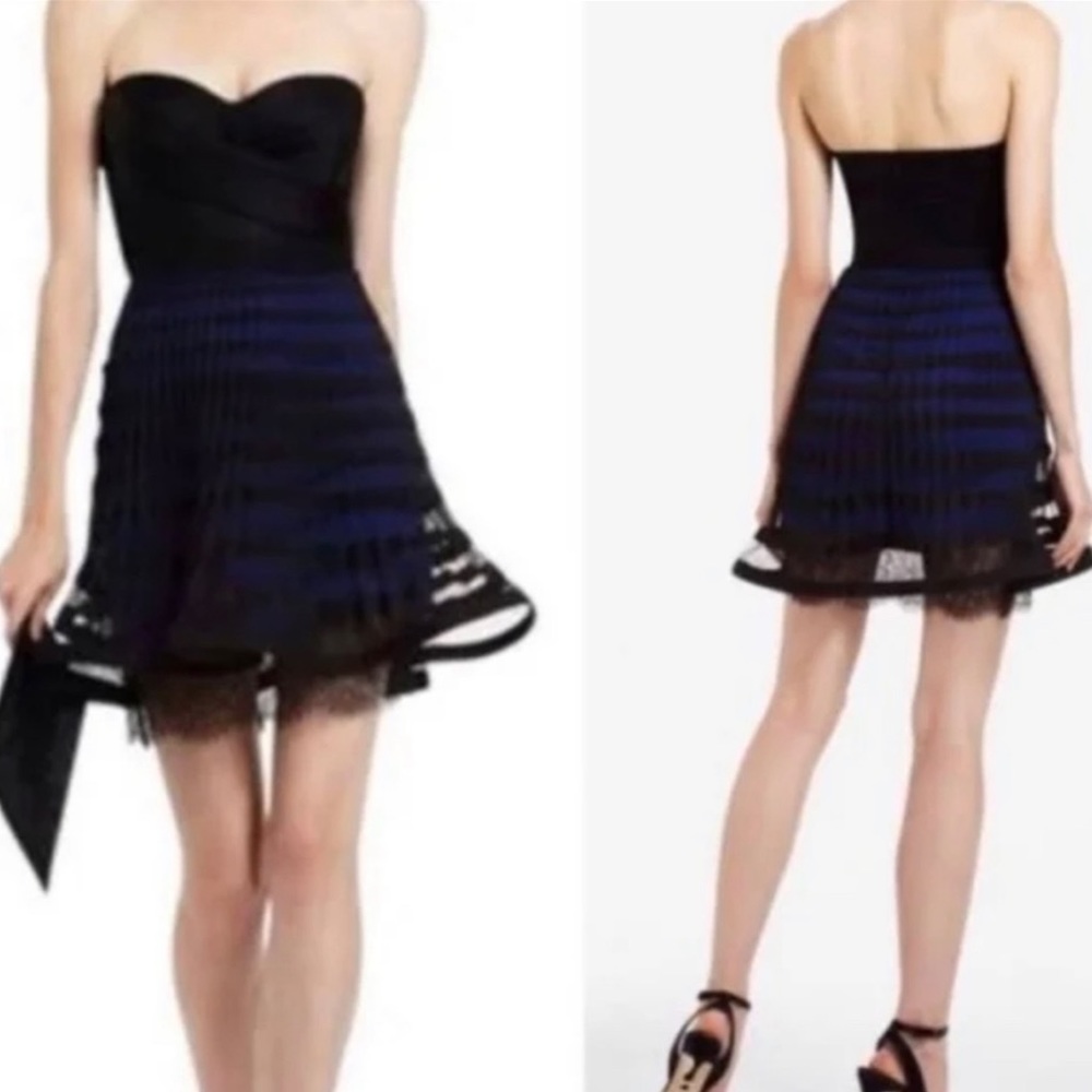 BCBGMaxAzria “ Neena” Strapless Pleated Mini Dress